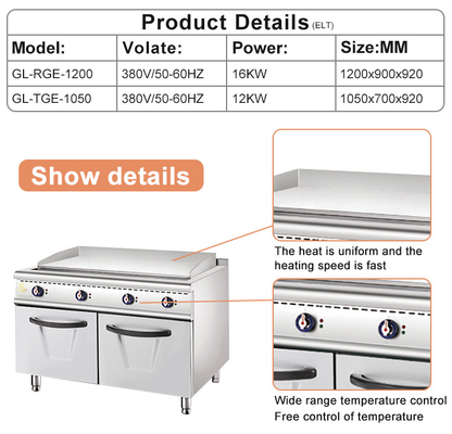 Efficienza Griglia a gas da ristorante in acciaio inossidabile 168kg 1140x610x20