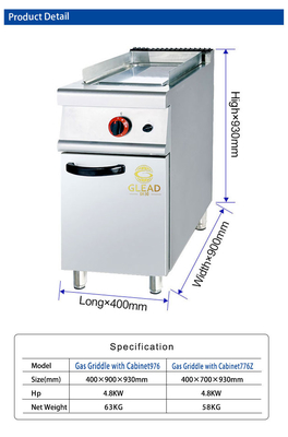 330x580x20 Griddle Plate Size Commercial Kitchen Cooking Equipment for LPG/NG Power (Apparecchiature di cucina commerciali per l'alimentazione a GPL/GNL)