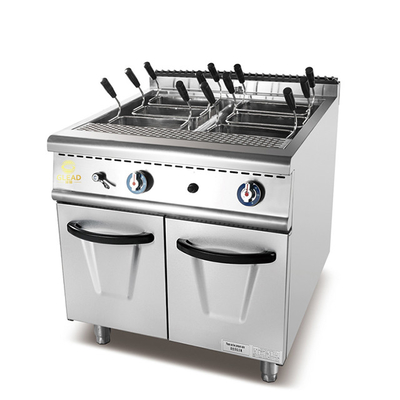 Capacità di grande serbatoio Apparecchiature da cucina per il consumo di gas LPG/NG 1.58/2.28KgGasPastaCookerWithCabinet/h