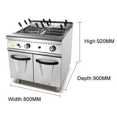 Capacità di grande serbatoio Apparecchiature da cucina per il consumo di gas LPG/NG 1.58/2.28KgGasPastaCookerWithCabinet/h