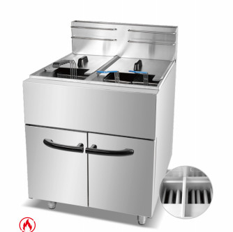 Fritura a gas con 2 bruciatori 30kg 11,2kw Apparecchiature da cucina Commerciali Apparecchiature da cucina 220V Voltaggio