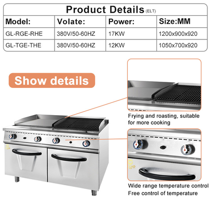 Consumo di gas GPL/GNL 1,29/1,92 kg/h per apparecchiature da cucina da ristorante da 180 kg