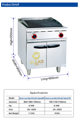 17 GPL/NG GL RH Grill a gas con armadio R13/4 connessione 1,2/1,76 kg/h Consumo di gas