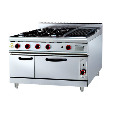 GH-999A Gas Range con Ava Rock Grill 27Kw Forno da cucina per ristoranti.