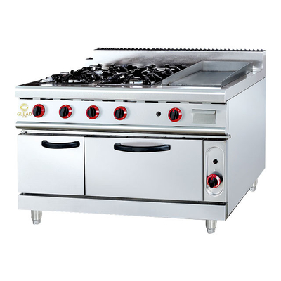GH-999A Gas Range con Ava Rock Grill 27Kw Forno da cucina per ristoranti.
