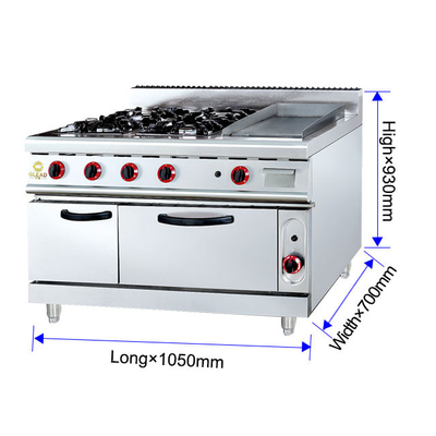 GH-999A Gas Range con Ava Rock Grill 27Kw Forno da cucina per ristoranti.