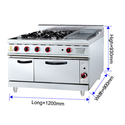 GH-999A Gas Range con Ava Rock Grill 27Kw Forno da cucina per ristoranti.