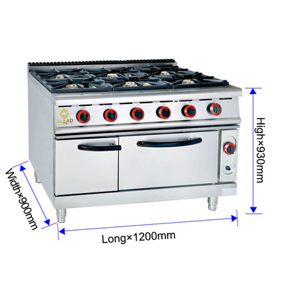 GH-999A Gas Range con Ava Rock Grill 27Kw Forno da cucina per ristoranti.
