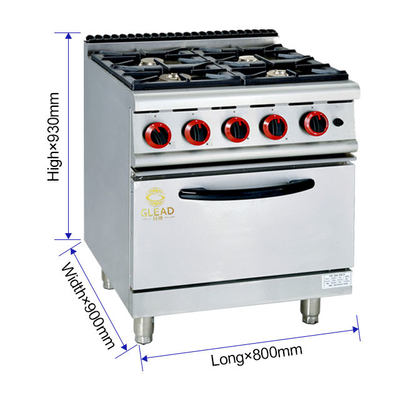 20.8Kw gamma di gas con forno a 4 bruciatori per l' efficienza della cucina del ristorante