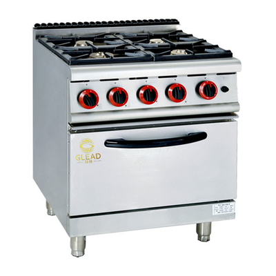 Gas range commerciale con 4 bruciatori / forno a gas 20.8Kw Power Ristorante attrezzature da cucina GH-987A