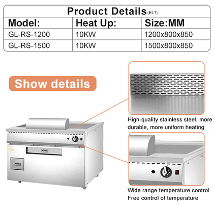 10kw Gas Giapponese Teppanyaki LPG/2800Pa Cucina attrezzature da cucina con 270kg di peso