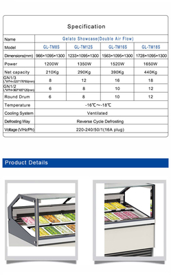 Vitrina di gelato in marmo italiano con sistema di raffreddamento ventilato - Potenza 1650W