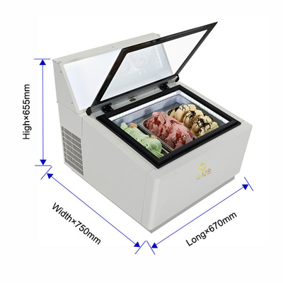 Sistema di raffreddamento industriale ventilato vetrina di gelato Italian Pan 3pcs -16°C~-18°Ctemperatura