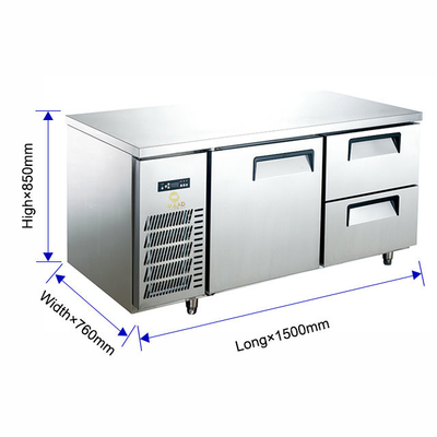 Tavolo da lavoro da ristorante elettrico in acciaio inossidabile Frigorifero da 0 a 5 C Efficienza di raffreddamento