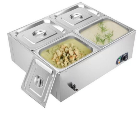 Bain Marie in argento elettrico per cucina in ristorante Temperatura da 0°C a 100°C