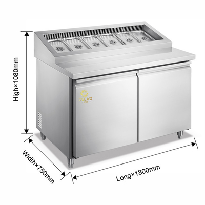 5~-18\u2103 Apparecchiature di refrigerazione 270/340/410L con armadietti per insalate