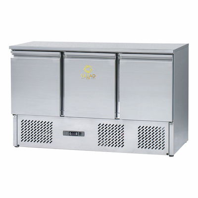 Acciaio inossidabile 3 porte Tavolo da lavoro Chiller GN1/3 Apparecchiature di refrigerazione industriali per raffreddamento a 2~8°C