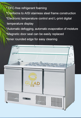 Acciaio inossidabile 3 porte Tavolo da lavoro Chiller GN1/3 Apparecchiature di refrigerazione industriali per raffreddamento a 2~8°C