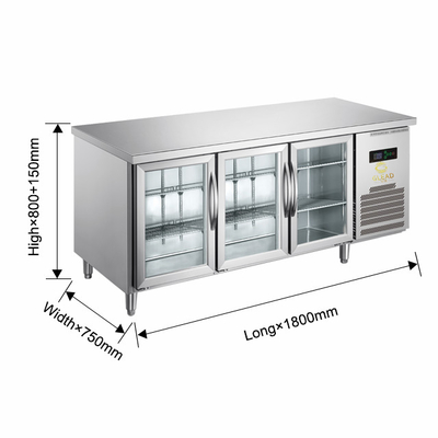 Unità di refrigerazione raffreddata ad aria per il controllo preciso della temperatura - Frigorifero a doppia porta di vetro Ss304
