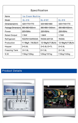 Unità di refrigerazione industriale professionale 2N 240V 1.7kW Output 2 Hopper 2x1.8L Serbatoio di congelamento 200-300 tazze/h