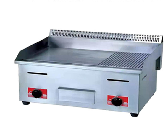 Gas Restaurant Griddle Acciaio inossidabile Equipaggiamento di cottura in argento con un range di temperatura da 0,0 °C a 100,0 °C