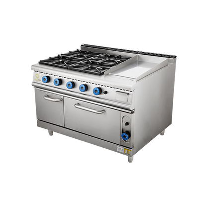 SS304 Stufa a gas con forno attrezzature da cucina commerciali