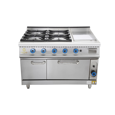 SS304 Stufa a gas con forno attrezzature da cucina commerciali