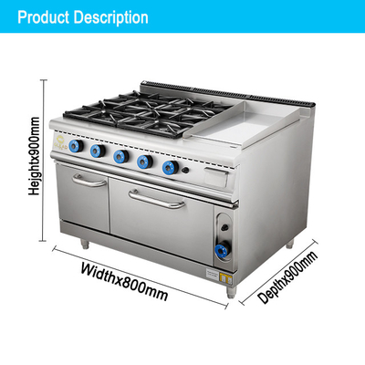 SS304 Stufa a gas con forno attrezzature da cucina commerciali