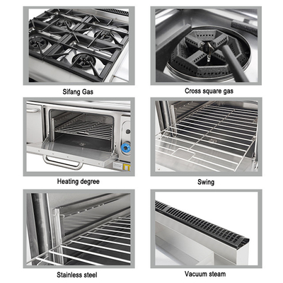 SS304 Stufa a gas con forno attrezzature da cucina commerciali