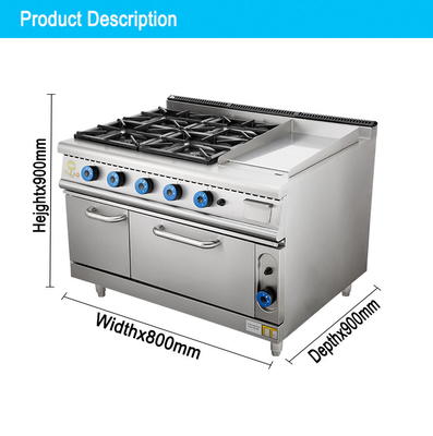 Hotel Gas 4 Range Stove con forno SS304 Tipo GPL / gas naturale Per uso commerciale