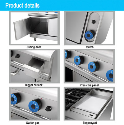 Hotel Gas 4 Range Stove con forno SS304 Tipo GPL / gas naturale Per uso commerciale