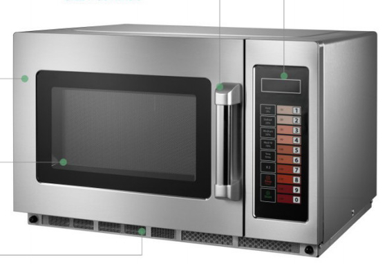 Forno a microonde nero/bianco da 25 litri per cucinare a temperatura 0-200C con controllo touch a membrana