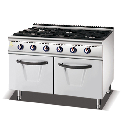 SS304 Stufa a gas 6 range con forno GPL/gas naturale 150 kg attrezzature alberghiere