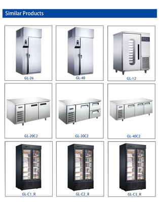 6-Tray 1/3 Size Pan 100L Commercial Hotel Ice Cream Machine Ventilatore di raffreddamento 1100W Potenza