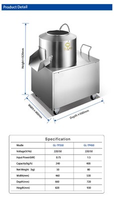 Commerciale in acciaio inossidabile 1.5kw Patata french friteur con efficienza 150min/r velocità di rotazione