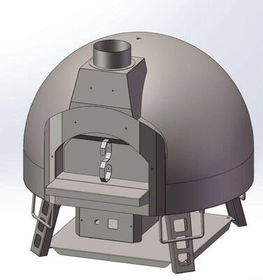 Forno per pizza ibrido a mosaico. Forno a tre combustibili legno/gas/elettrico, forno per pizza commerciale e domestica e tostapane
