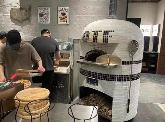 Forno per pizza ibrido a mosaico. Forno a tre combustibili legno/gas/elettrico, forno per pizza commerciale e domestica e tostapane