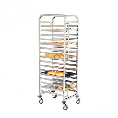 Carrello portapanini commerciale in acciaio inossidabile a 15 livelli | Con ruote con freno di bloccaggio per consegna e stoccaggio in cucina da forno