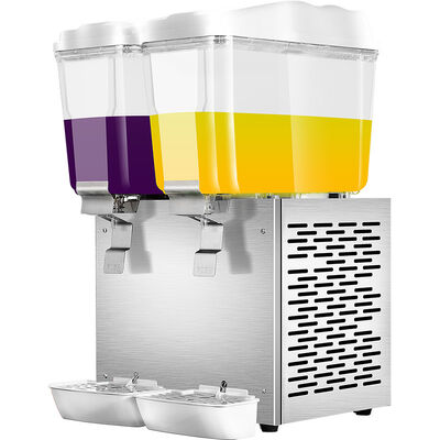 Macchina per succhi refrigerata a doppio serbatoio commerciale con erogatore di bevande fredde in acciaio inossidabile 2 × 12 litri