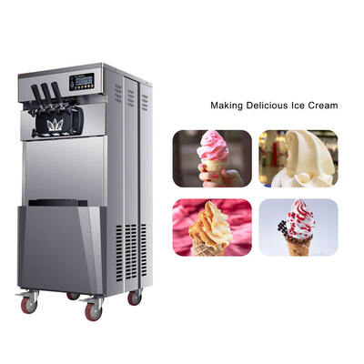 Macchina per il gelato morbido verticale commerciale 3 sapori Macchina per la preparazione di yogurt surgelato per ristoranti di caffè